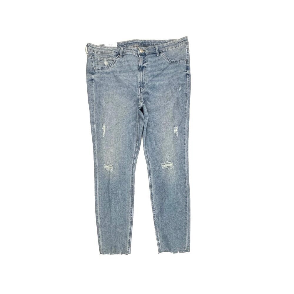 NEW &Denim H&M Curvy Jeggings Raw Hem Distressed Women's size 18 Blue Denim Jean